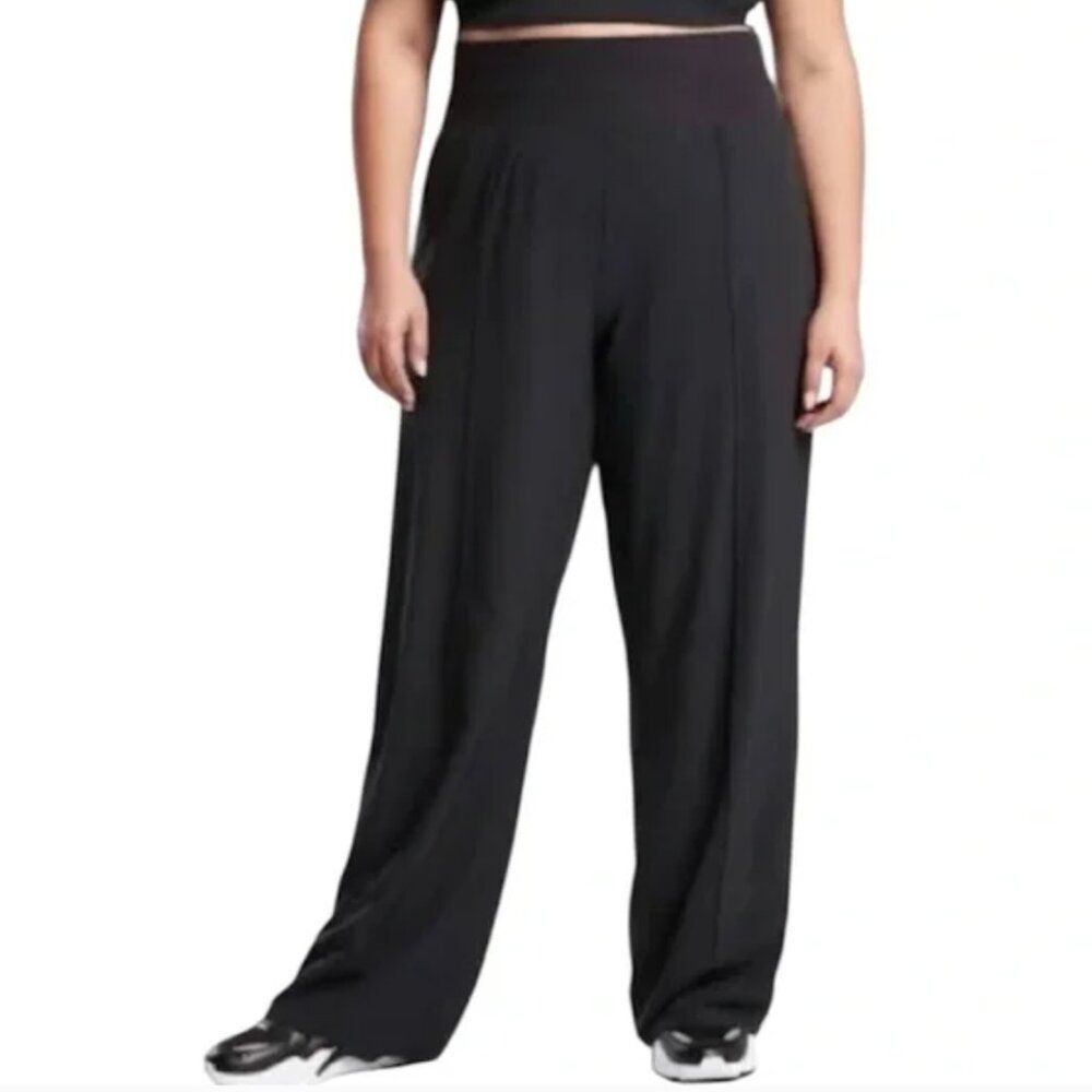 Athleta Nolita Wide Leg Pull On Pant Size 20 Black Style 657665